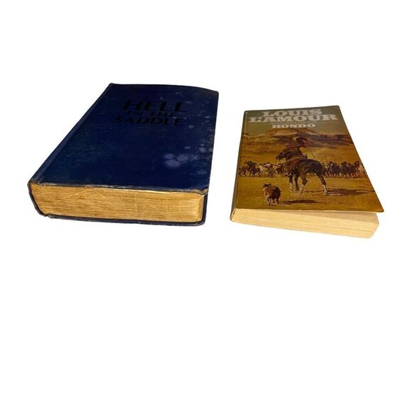 Lot Of 2 Hell In The Saddle Hondo Hardcover Paperback Books Western Fiction Nove - Picture 5 of 16